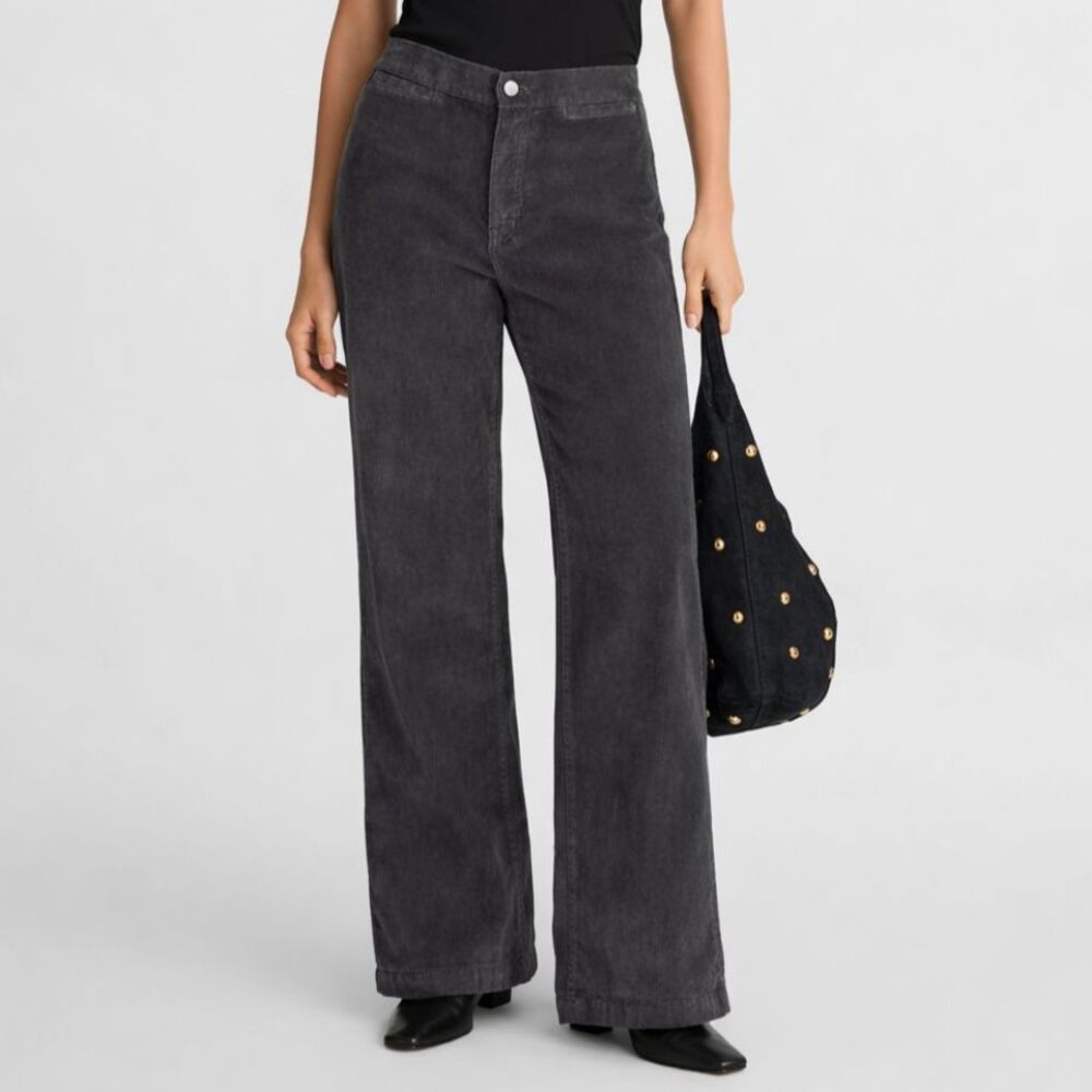 Madewell Petite Wide-Leg Corduroy Pant 26P Black Coal | Super Stretch NX240